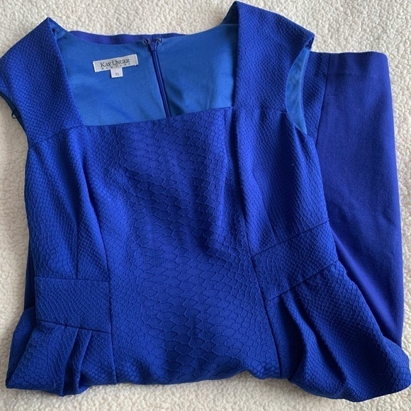 Kay Unger Dress Cobalt Blue Peplum Design Dress size 10 - Picture 16 of 16